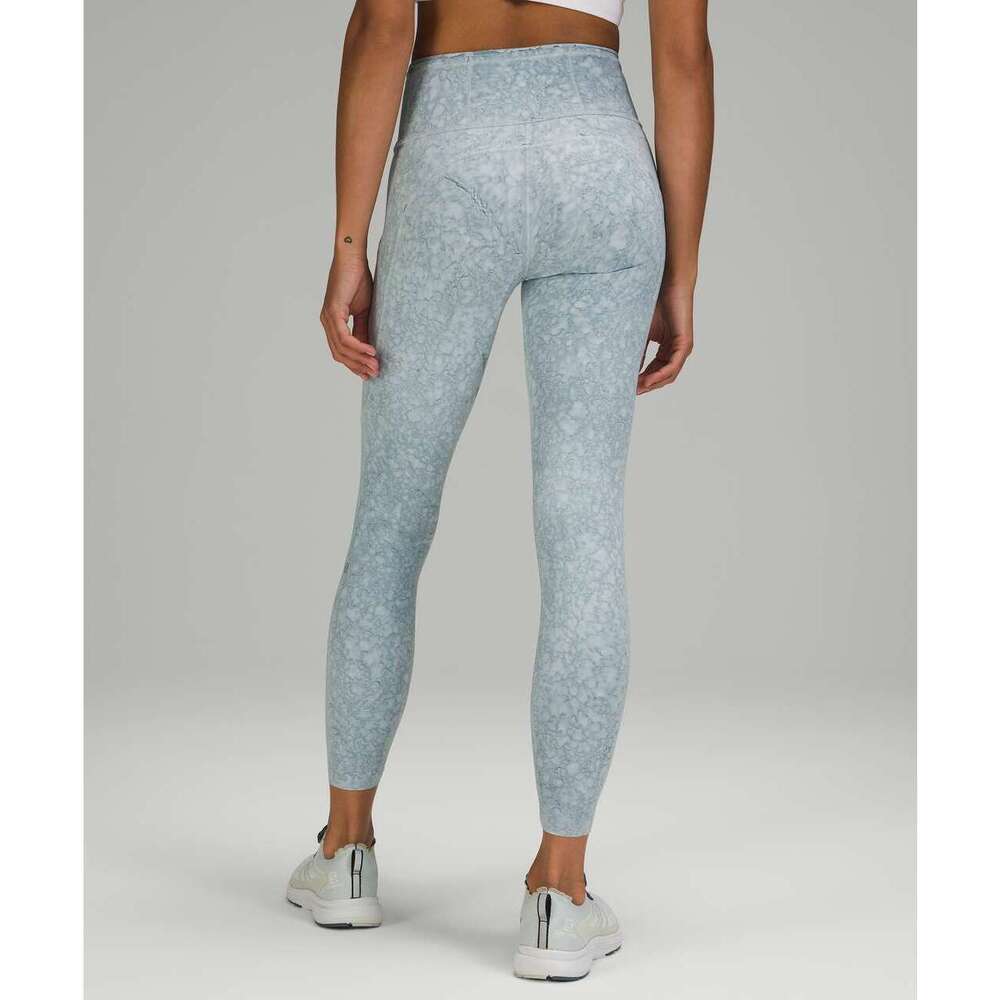 Lululemon Fast and Free Tight 25" *Nulux, City Grit White Blue Fog, Size 4